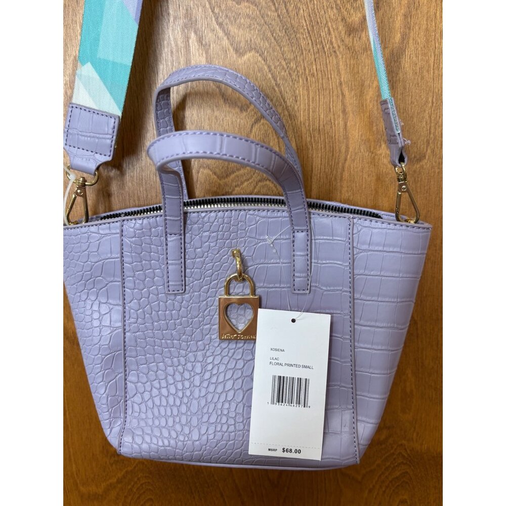 Lilac Faux Croc Tote Bag Purse Floral Lining Rainbow Strap Fairy Mermaid Easter - Picture 11 of 16